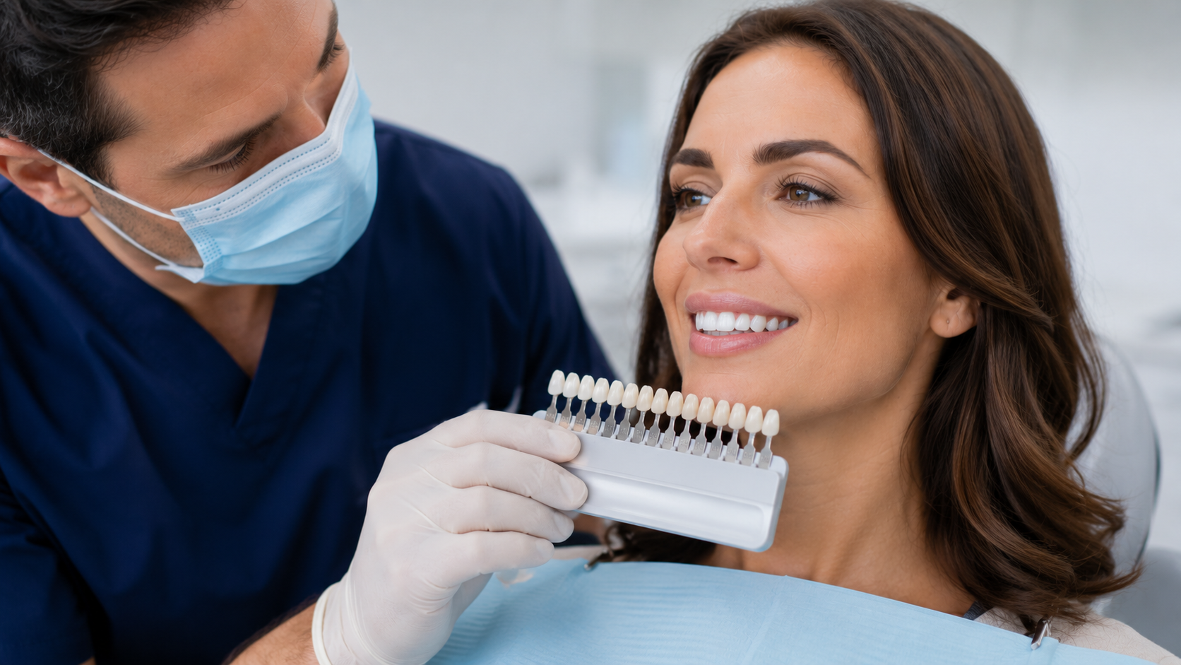 Before and after comparison of a dental smile makeover
